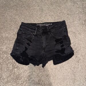 American Eagle Outfitters Black Distressed Jean Shorts